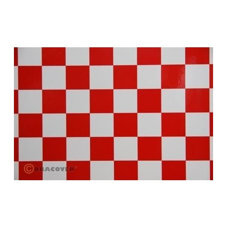 Oracover FUN red-white squares 25mm - 60 x 100cm