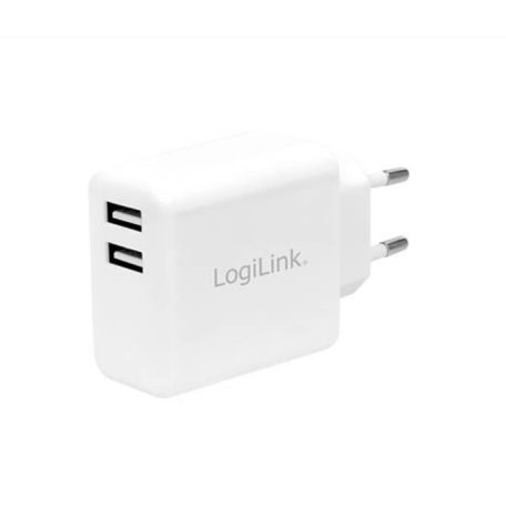 USB Steckdosenladegerät 110-240V -> 2x USB 5,0V max. 2400mAh 12W - LogiLink