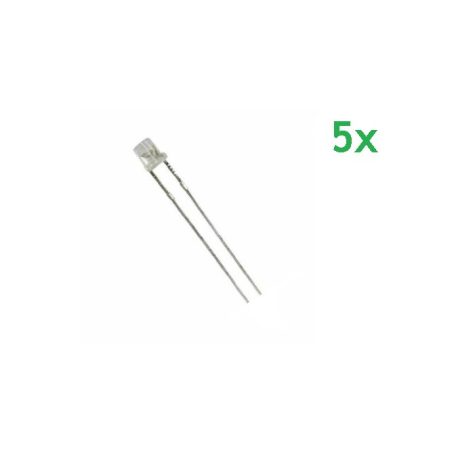LED, 3mm, GREEN, flat top, 2,95 - 3,05V - 5x