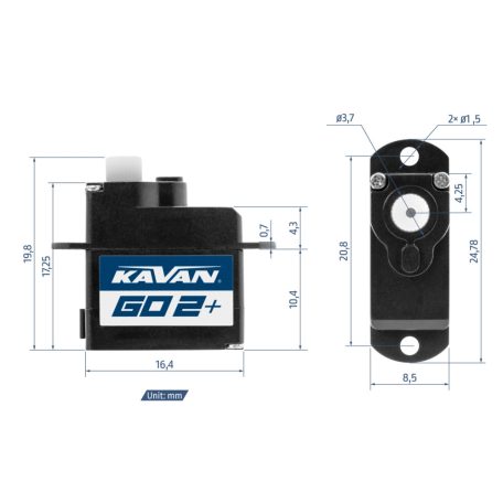 GO-02 PLUS Digital Servo (0.09s/60°, 0.45kg, 2,3g) - Kavan