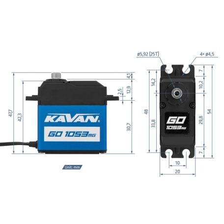 GO-1017MG Digital Servo (0.17s/60°, 20kg, 63,0g) - Kavan