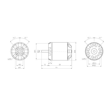 Brushless Outrunner C2830 750KV d: 28mm, 60g, 210W - Ray/Pelikan