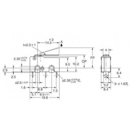 Mikro switch 3 poles SS-5GL 5A - Omron