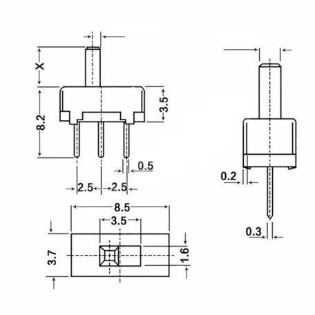 Switch ultra micro "ON - OFF'  - 1g - 3-poles