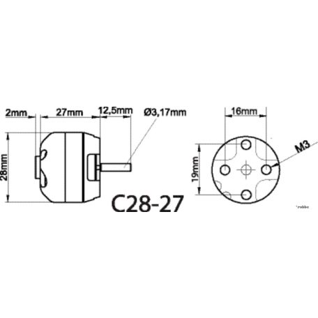 Brushless outrunner motor 2827-26 930 rpm 57g Roxxy