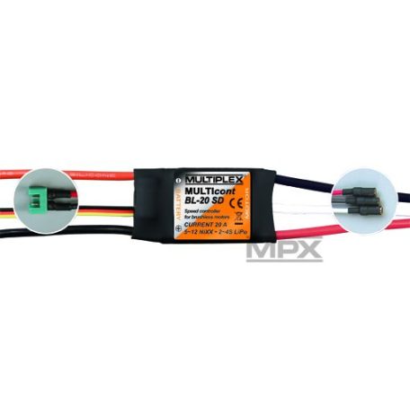 Controller MULTIcont BL-20 SD, 20A, 2-3 lipo, for brushless motor - Multiplex