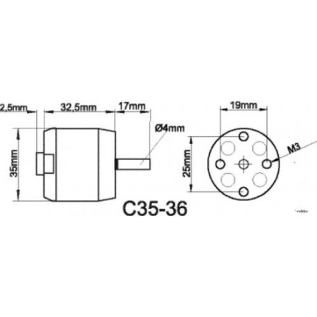 Brushless outrunner motor 3536/06 1250 rpm/v 109g Roxxy