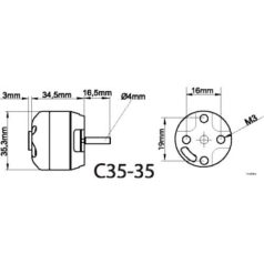 Brushless outrunner motor 3535-16 950 rpm/v 105g Roxxy