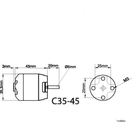 Brushless outrunner motor 3548 1300 rmp/v 150g Roxxy