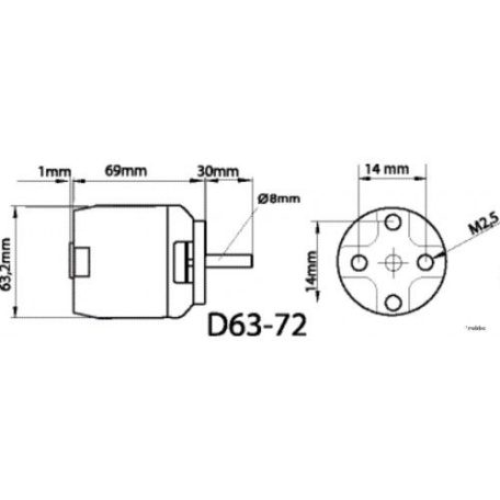 Brushless outrunner motor D63-72 230 rpm/v 700g Roxxy