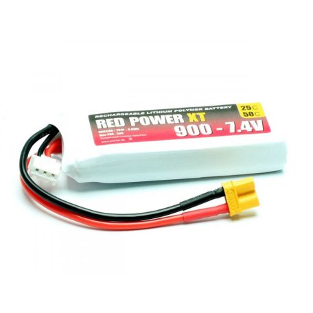 RED POWER 2s 900mAh 25C (50C) XT-30 - Pichler