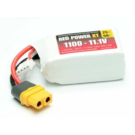 RED POWER 3s 1100mAh 25C (50C) XT-60 - Pichler