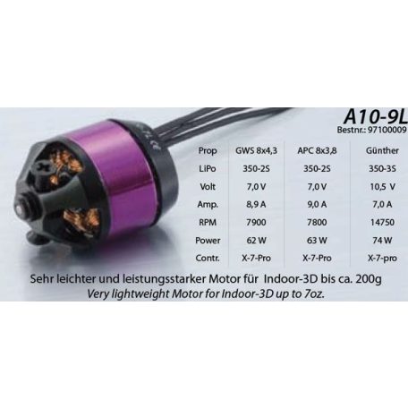Brushless Outrunner Motor A10-9L 20g Hacker