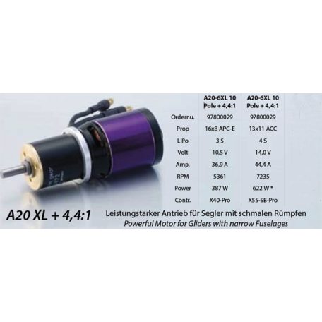 A20-6 XL 10-Pole EVO + 4,4:1 - Hacker Motor